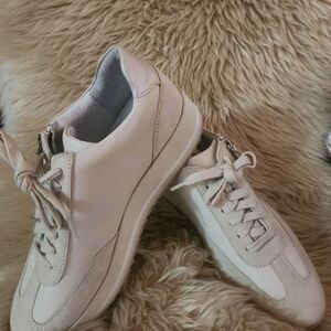 Cream Leather & Suede Sneakers